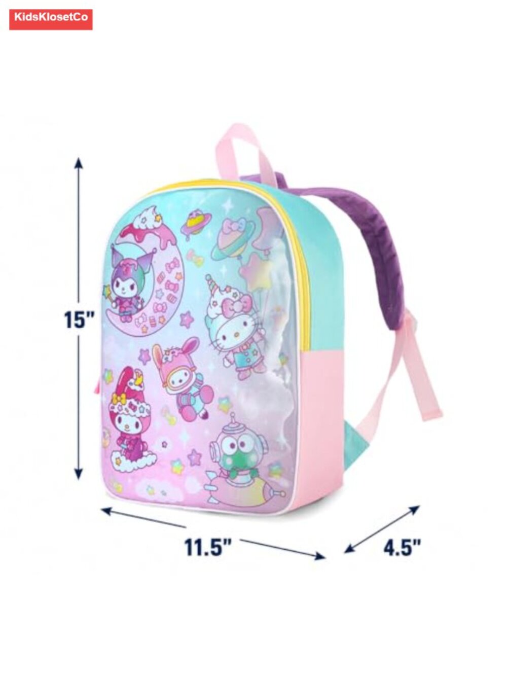 Hello Kitty Kids Backpack 15" Adjustable Padded Straps, Roomy Storage, Licensed - Picture 4 of 6